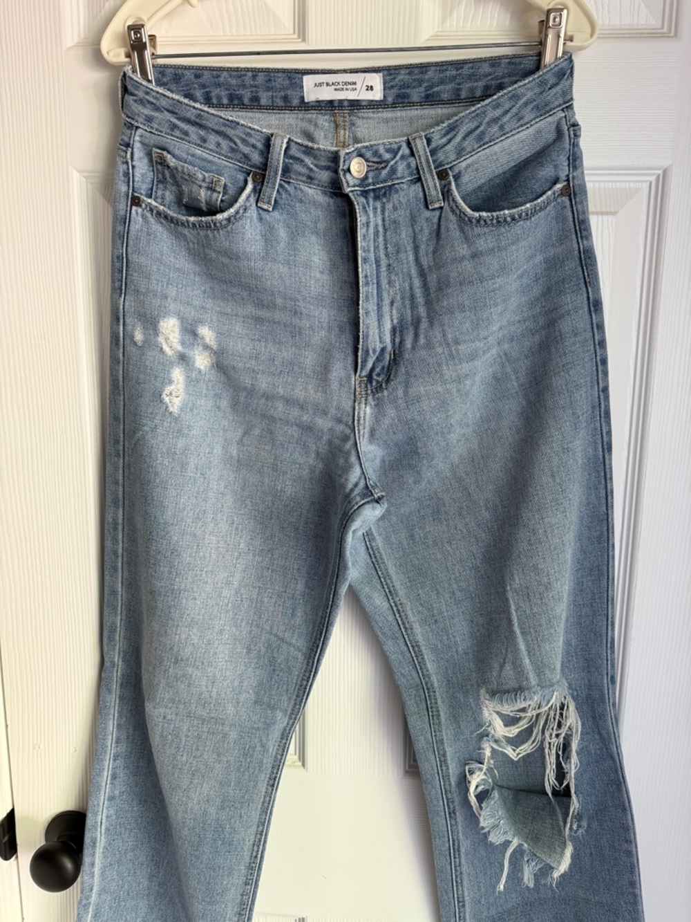 Just Black Light Wash Straight Leg Distressed Jeans